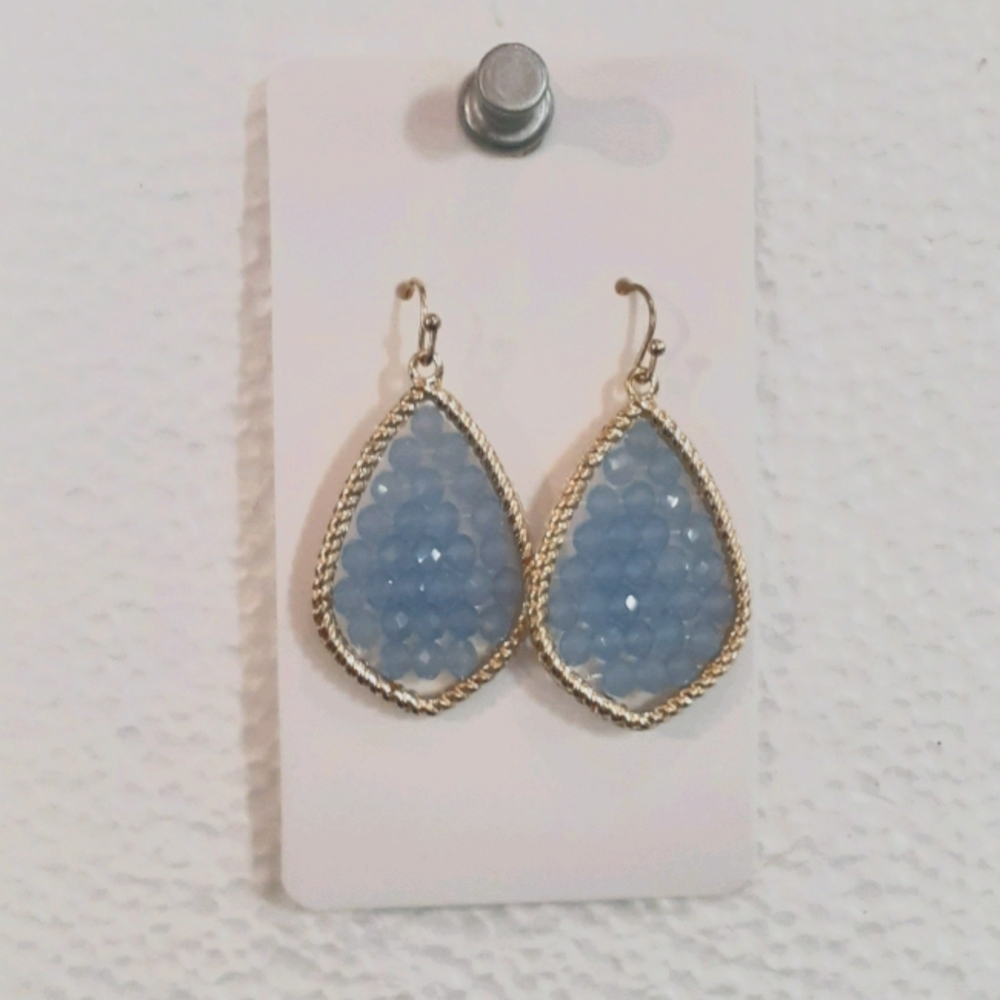 Pair of light periwinkle blue stone earrings